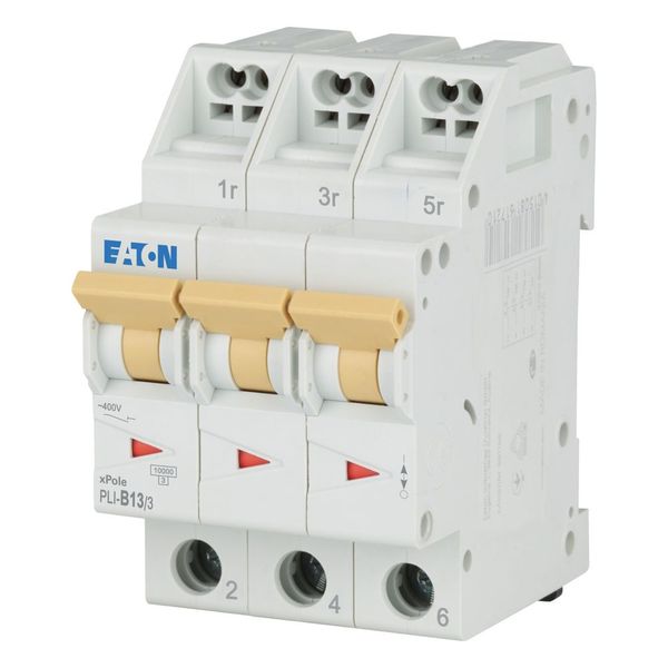Miniature circuit breaker (MCB) with plug-in terminal, 13 A, 3p, characteristic: B image 1