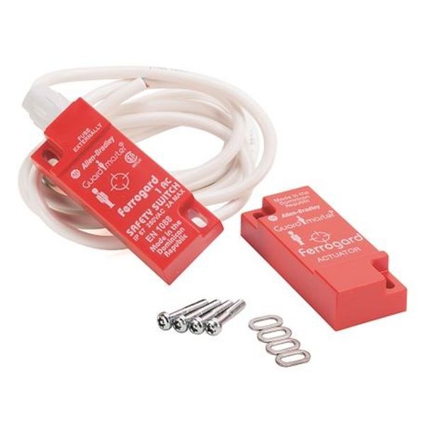 Allen-Bradley, 440N-G02004, Ferrogard FRS1, Rectangular, Molded ABS Red Plastic, Switch & Actuator 250VAC (2A max Switching Capability)1 N.C. Safety Contact, 4 m Cable image 1