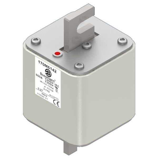 Fuse-link, high speed, 500 A, AC 1250 V, size 3, 76 x 90 x 139 mm, aR, DIN, IEC, single indicator image 2