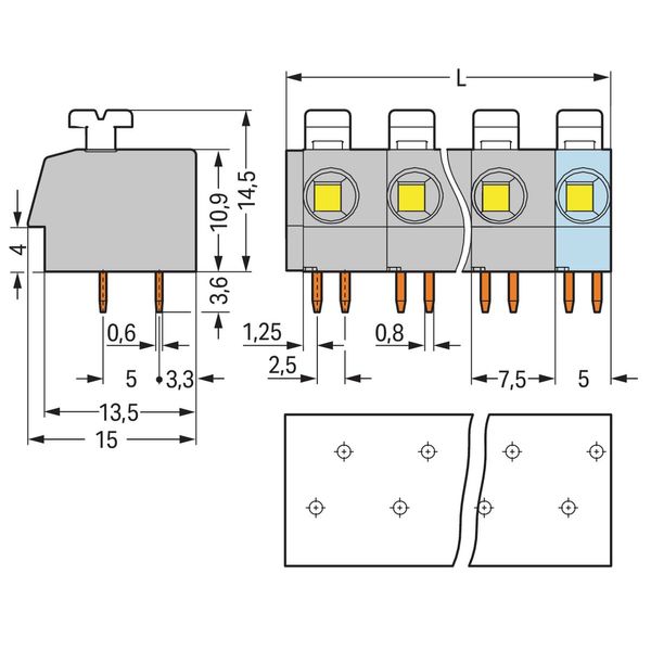 PCB terminal block push-button 2.5 mm² orange image 2