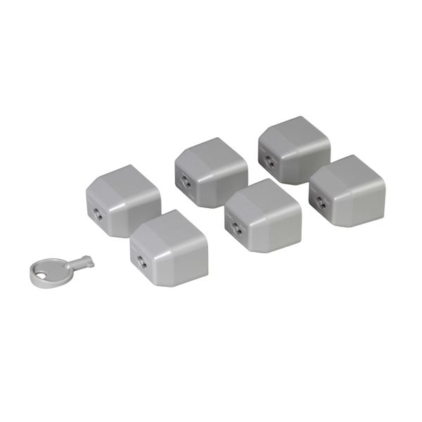 Set of 6 locking caps for C19 standard outlet + 1 key for PDU image 1