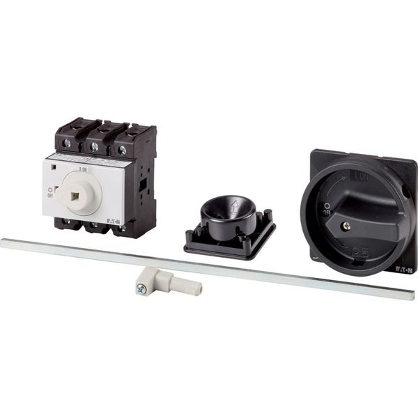 Main switch, P3, 100 A, rear mounting, 3 pole, STOP function, With black rotary handle and locking ring, Lockable in the 0 (Off) position, With metal image 4