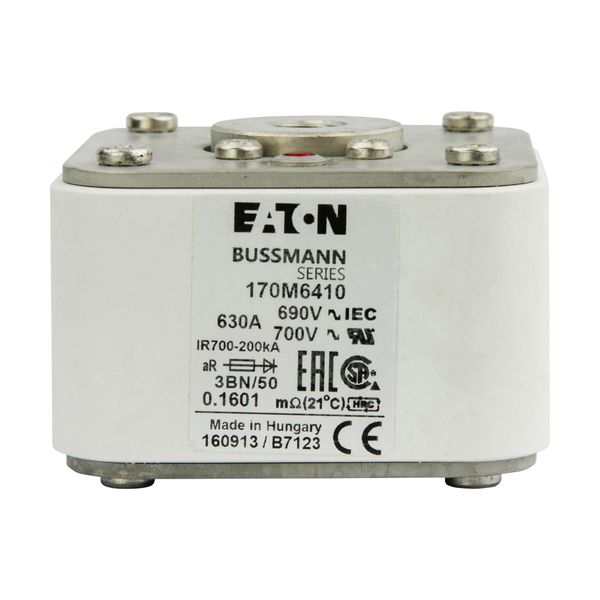 Fuse-link, high speed, 630 A, AC 690 V, size 3, aR, IEC, UL, single indicator image 14