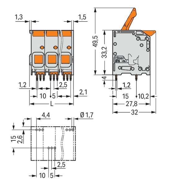PCB terminal block lever 16 mm² green image 4