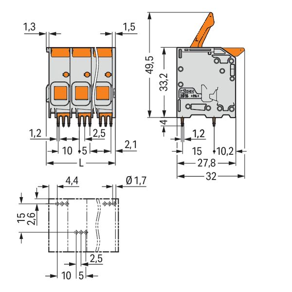 PCB terminal block lever 16 mm² gentian blue image 4