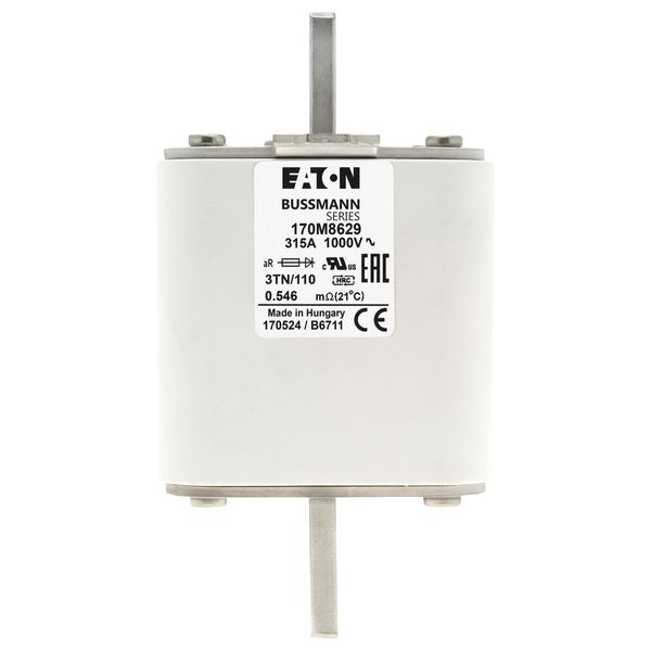 Fuse-link, high speed, 315 A, AC 1000 V, DIN 3, 74 x 90 x 139 mm, aR, DIN, IEC, single indicator image 18