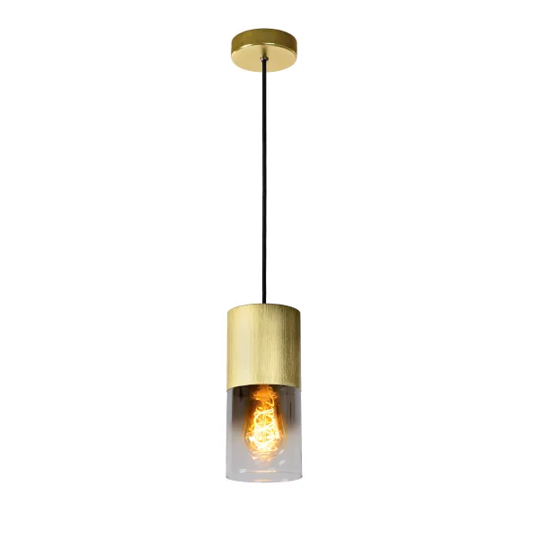 ZINO Pendant E27/60W Satin Brass/Smoke Glass image 1