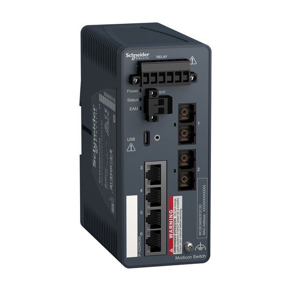 Modicon Managed Switch - 4 ports for copper + 2 ports for fiber optic single-mode image 1