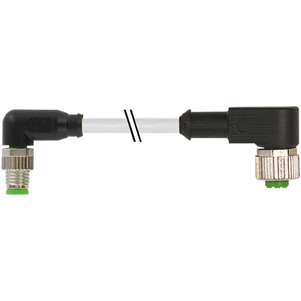 M8 male 90° / M12 female 90° A-cod. PVC 3x0.25 gy UL/CSA 2m image 1