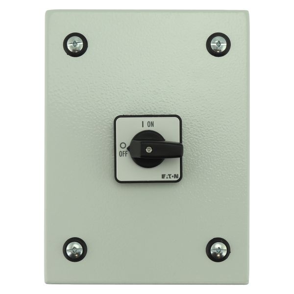 On-Off switch, P1, 40 A, 3 pole, surface mounting, with black thumb grip and front plate, in steel enclosure image 8