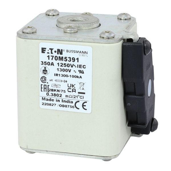 Fuse-link, high speed, 350 A, AC 1250 V, size 2, 61 x 75 x 77 mm, aR, IEC, UL, single indicator image 12