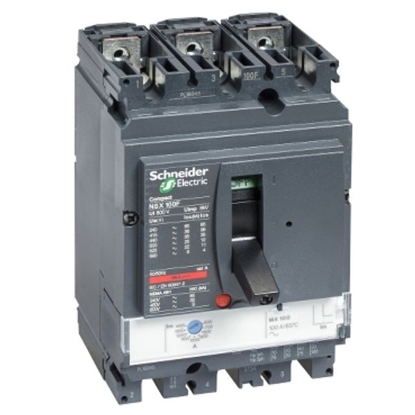 circuit breaker ComPact NSX100H, 70 kA at 415 VAC, MA trip unit 50 A, 3 poles 3d image 2