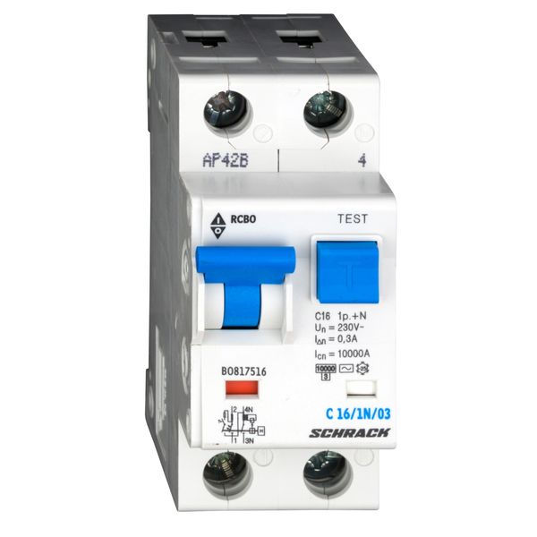 Combined MCB/RCD (RCBO) C16/1+N/300mA/Type AC image 1