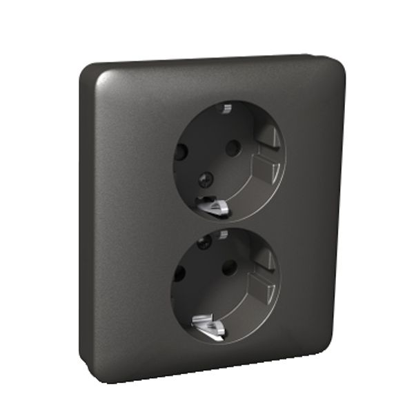 Exxact double socket-outlet earthed screwless anthracite image 3
