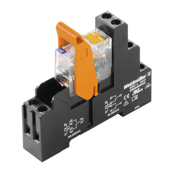 Relay module, 24 V DC, No, 2 CO contact with test button (AgNi) , 250  image 1