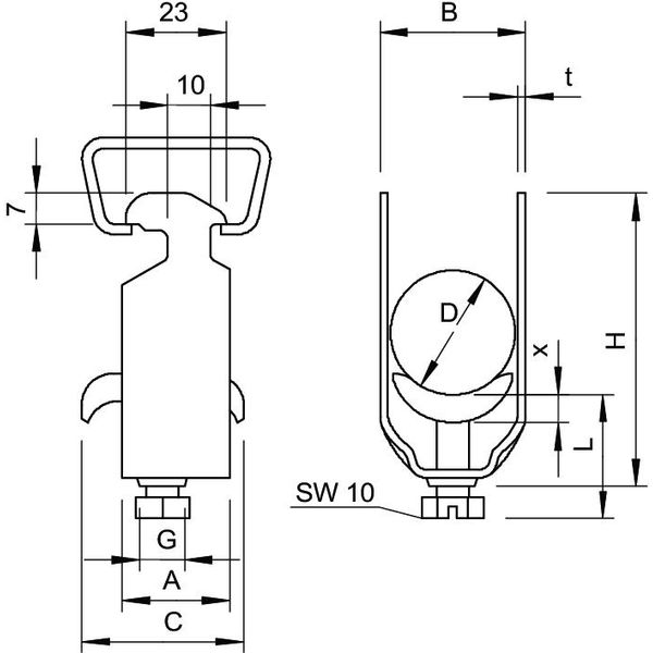 2056 M 22 FT Clamp clip with metal pressure sump 16-22mm image 2