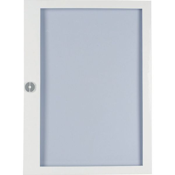 Flush mounted steel sheet door white, transparent with Profi Line handle for 24MU per row, 2 rows image 4
