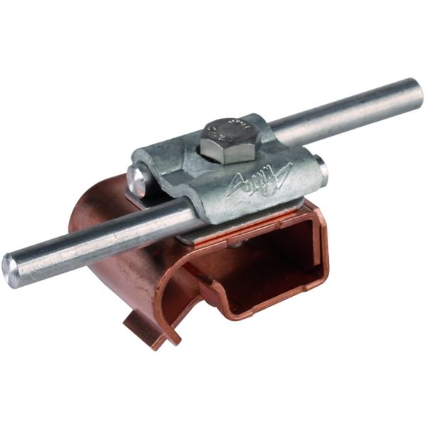 Bimetallic gutter clamp, Cu-St/tZn with double cleat for Rd 8-10mm image 1