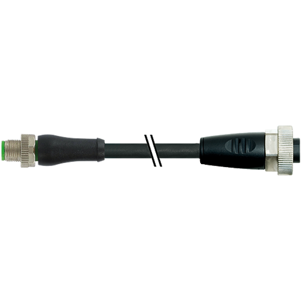 M12 Power L-coded male 0°/7/8" female 0° PUR 5x1.5 bk +drag chain 10m image 1