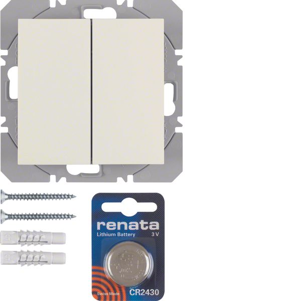 KNX radio wall-transmitter 2gang flat quicklink, S.1, white glossy image 1