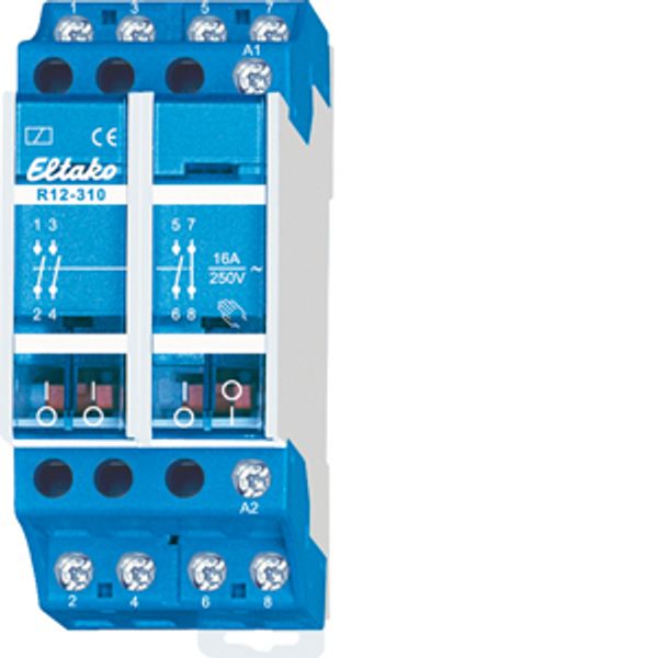 4-pole electromechanical switching relay, 3 NO + 1 NC 16A image 1