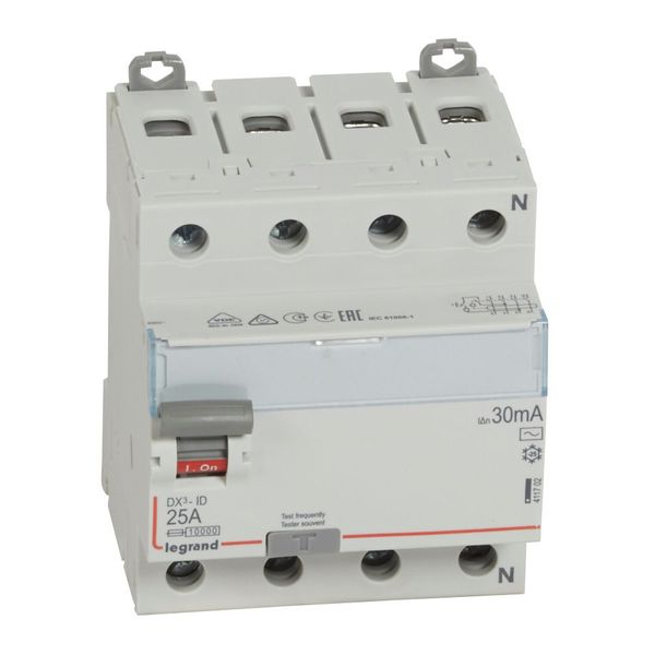 RCD DX³-ID - 4P - 400 V~ neutral right hand side - 25 A - 30 mA - AC type image 1