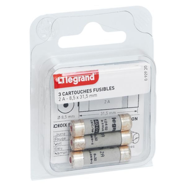 Fuse cartridges for fuse holders - with indicator - 8.5x31.5mm - 2A image 1