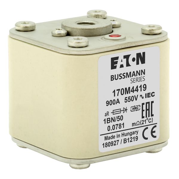 Fuse-link, high speed, 900 A, AC 550 V, size 1, 53 x 69 x 51 mm, aR, IEC, UL, single indicator image 10