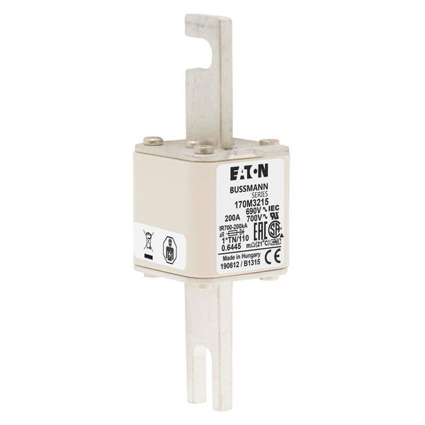 Fuse-link, high speed, 200 A, AC 690 V, compact DIN 1, 45 x 58 x 134 mm, aR, DIN, IEC, single indicator, 80 mm centres image 7