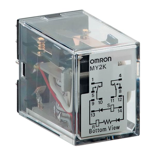 Latching relay, pcb pins, 14-pin, DPDT, 3 A, LED indicator, 24 VDC image 1