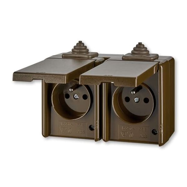 5518-2069 H Double socket outlet with earthing pins, with hinged lids, IP 44, for multiple mounting ; 5518-2069 H image 2