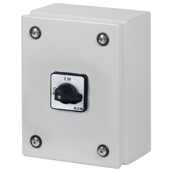 On-Off switch, P1, 25 A, 3 pole + N, surface mounting, with black thumb grip and front plate, in steel enclosure image 6