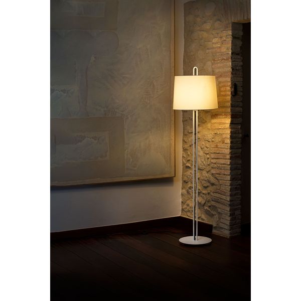 MONTREAL WHITE FLOOR LAMP BEIGE LAMPSHADE image 1