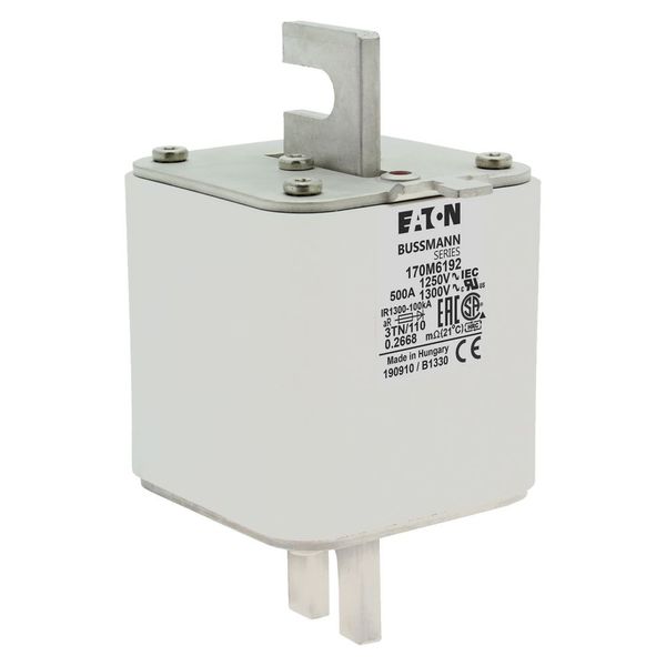 Fuse-link, high speed, 500 A, AC 1250 V, size 3, 76 x 90 x 139 mm, aR, DIN, IEC, type T indicator image 10