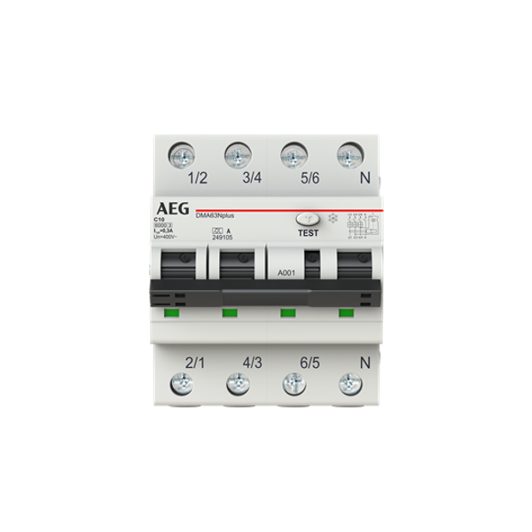 DMA63NpC10/300 Residual Current Circuit Breaker with Overcurrent Protection 3+NP A type 300 mA image 1