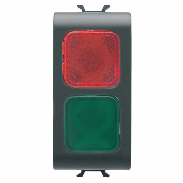 DOUBLE INDICATOR LAMP - RED/GREEN - 1 MODULE - SATIN BLACK - CHORUSMART image 2