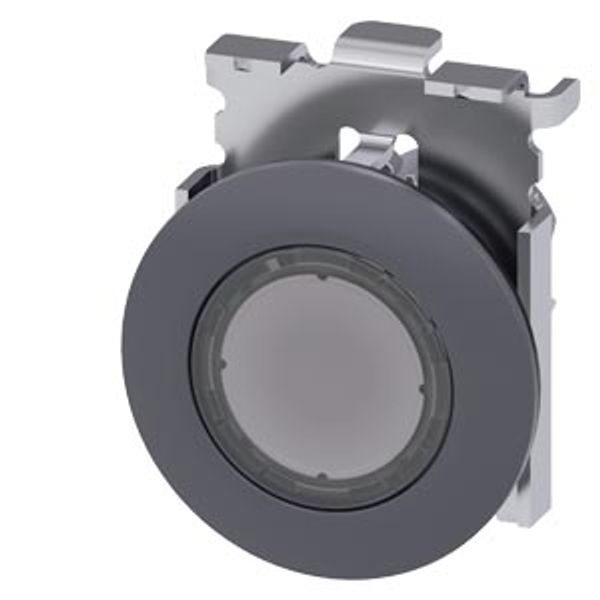 Illuminated pushbutton, 30 mm, round, Metal, matte, clear, front ring for flush installation, momentary  3SU1061-0JB70-0AA0-Z Y10 image 1