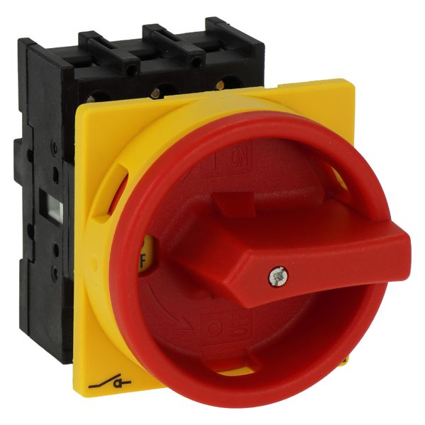 On-Off switch, P1, 40 A, flush mounting, 3 pole, Emergency switching off function, With red rotary handle and yellow locking ring, Lockable in the 0 ( image 20