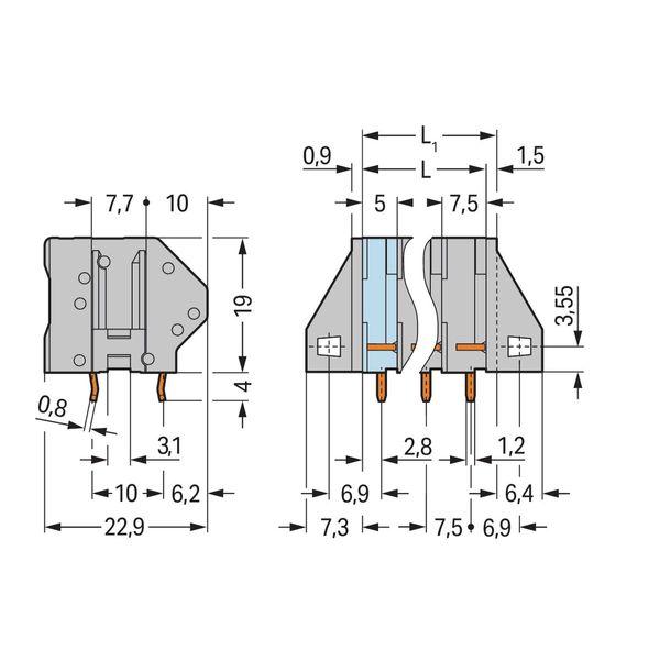 PCB terminal block 4 mm² Pin spacing 7.5 mm gray image 2