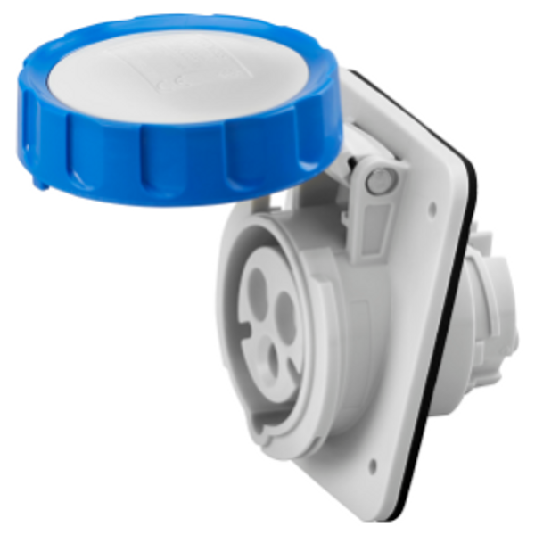 10° ANGLED FLUSH-MOUNTING SOCKET-OUTLET HP - IP66/IP67 - 2P+E 16A 200-250V 50/60HZ - BLUE - 6H - SCREW WIRING image 1