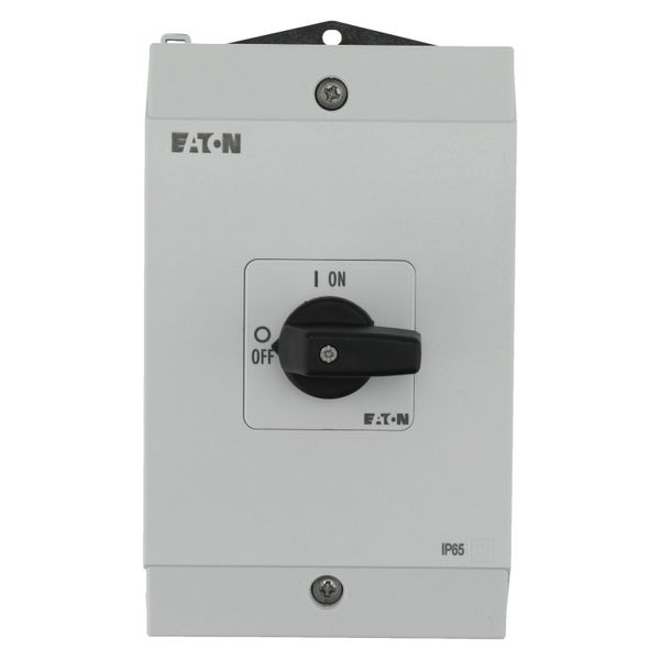 On-Off switch, P1, 40 A, surface mounting, 3 pole, 1 N/O, 1 N/C, with black thumb grip and front plate, hard knockout version image 8