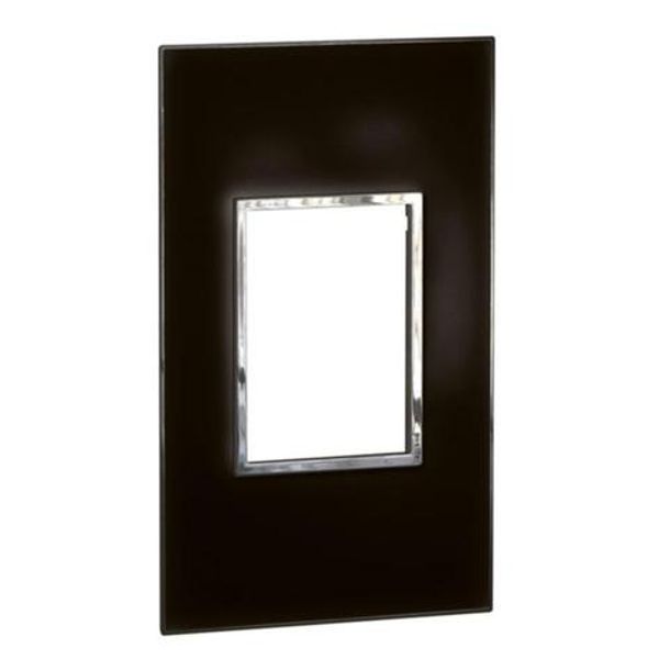 Plate Arteor - British std - square - 3 modules - mirror black image 1