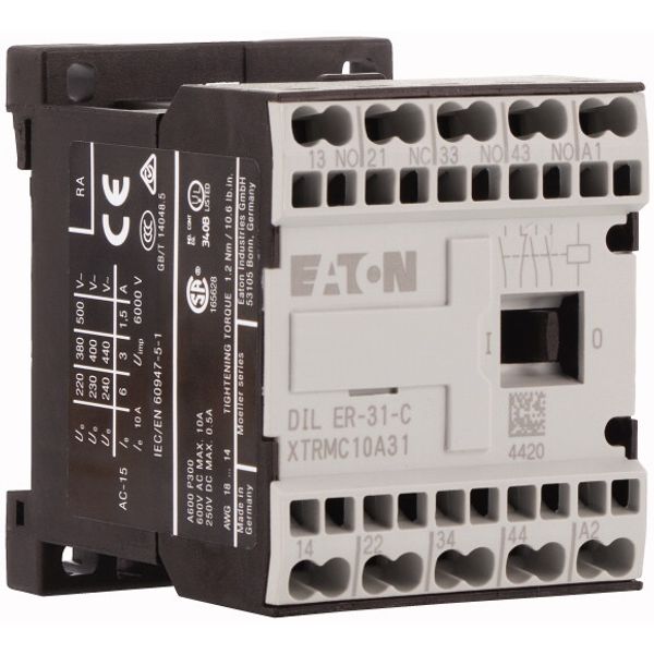 Contactor relay, 380 V 50 Hz, 440 V 60 Hz, N/O = Normally open: 3 N/O, N/C = Normally closed: 1 NC, Spring-loaded terminals, AC operation image 4
