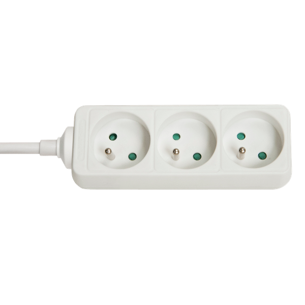 3-Way French Schuko Mains Power Extension, White France image 1