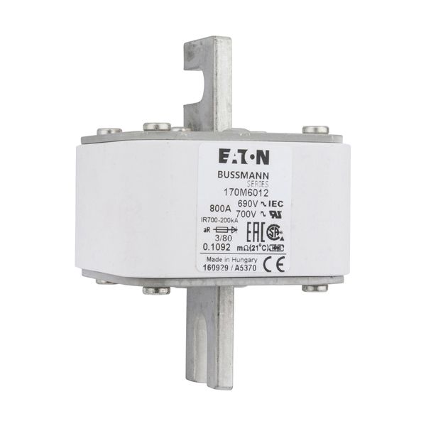 Fuse-link, high speed, 800 A, AC 690 V, DIN 3, 76 x 76 x 109 mm, aR, DIN, IEC, single indicator image 17