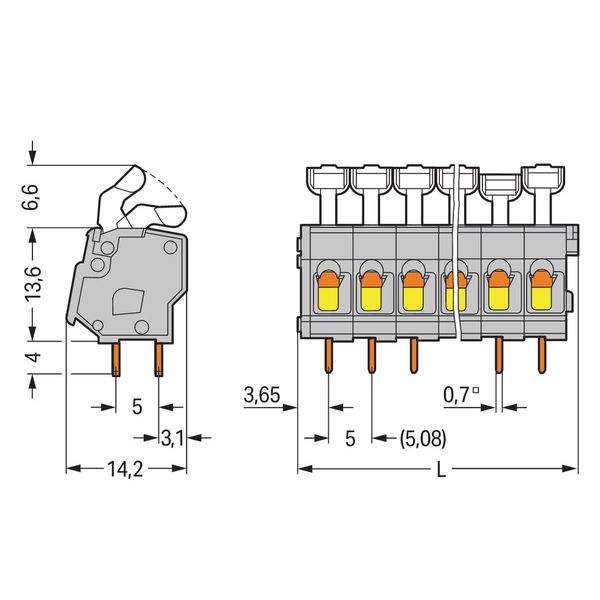 PCB terminal block push-button 2.5 mm² gray image 4