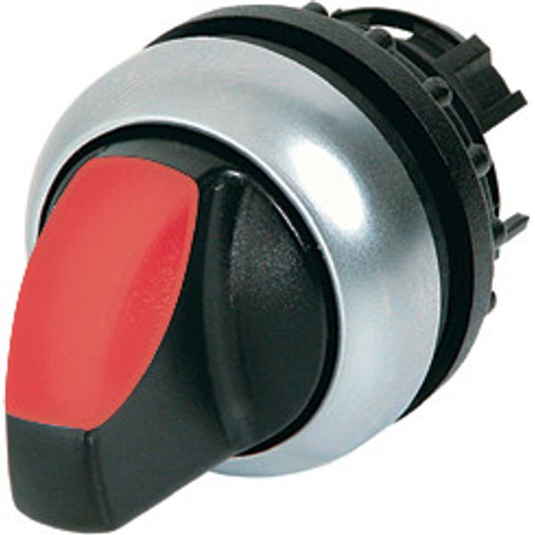 Illuminated selector switch actuator, RMQ-Titan, With thumb-grip, momentary, 3 positions, red, Bezel: titanium image 1