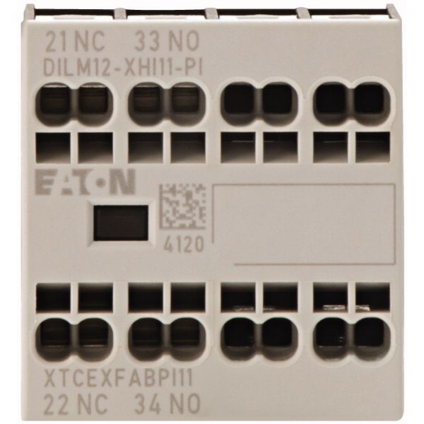 Auxiliary contact module, 2 pole, Ith= 16 A, 1 N/O, 1 NC, Front fixing, Push in terminals, DILA, DILM7 - DILM15 image 1