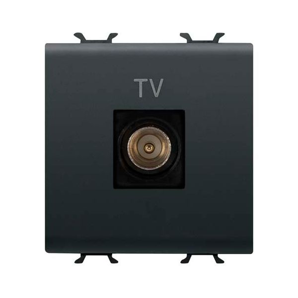 COAXIAL TV SOCKET-OUTLET, CLASS A SHIELDING - IEC MALE CONNECTOR 9,5mm - DIRECT  - 2 MODULE - SATIN BLACK - CHORUSMART image 2