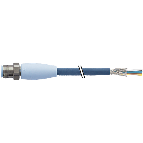 M12 male 0° D with cable F&B Pro TPE 4xAWG22 sh. bu UL rob+dragch 25m image 1